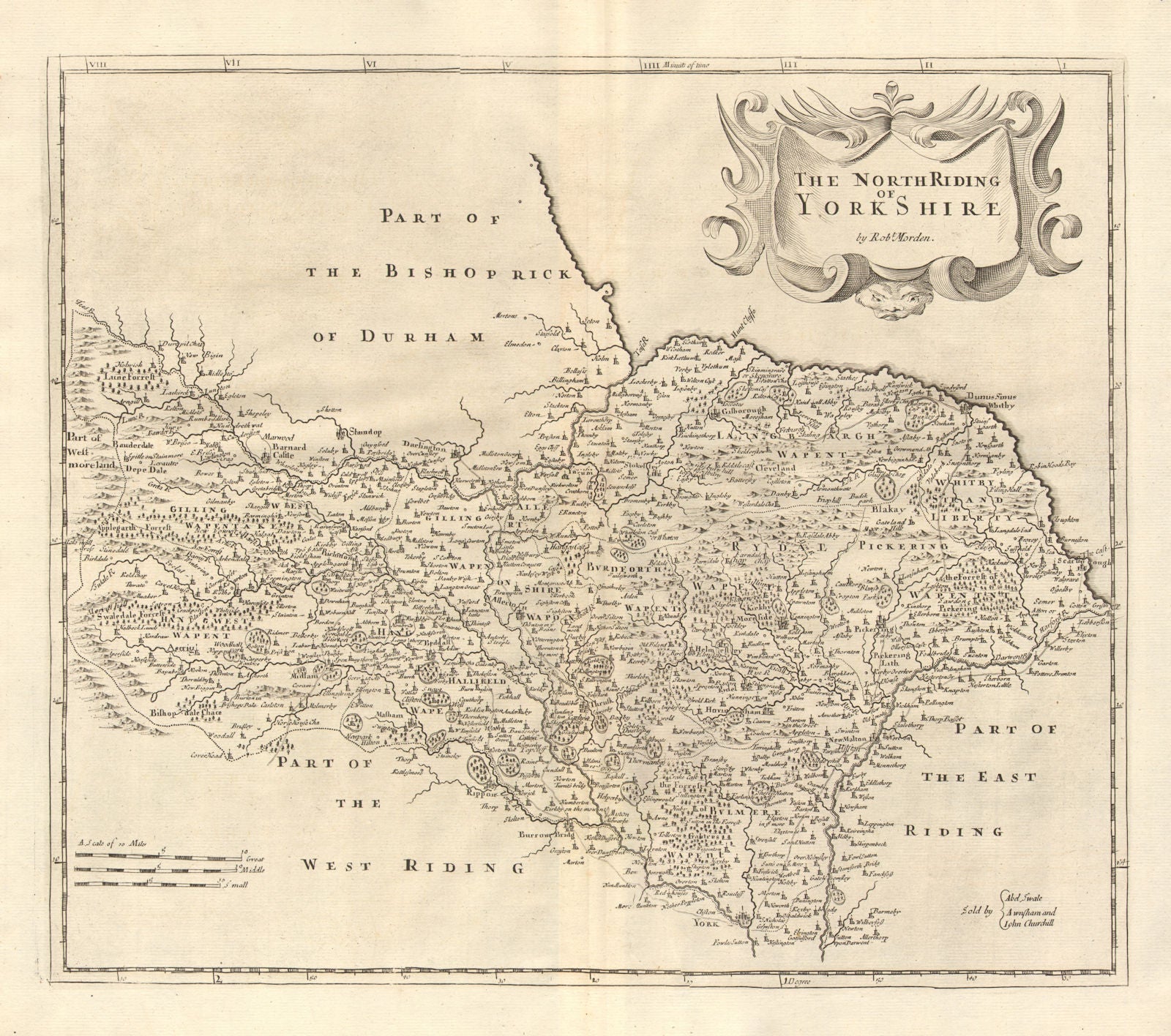 NORTH RIDING OF YORKSHIRE. by ROBERT MORDEN from Camden's Britannia 1772 map